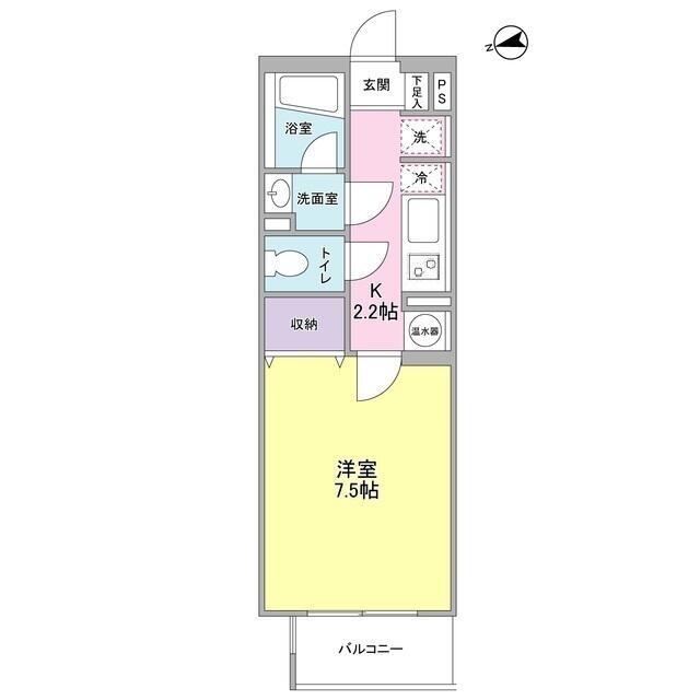 ベルク城山壱番館(1K/2階)の間取り写真