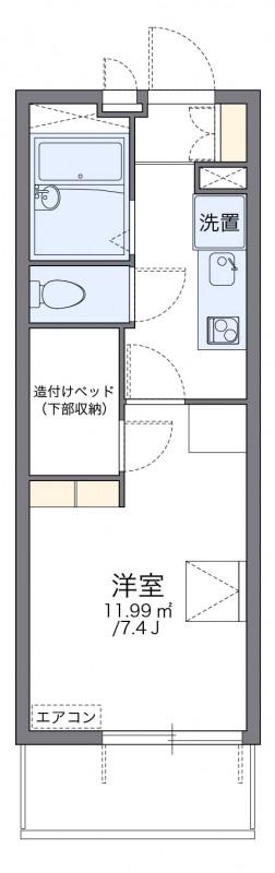 レオパレスサーティーンストーンⅢ(1K/2階)の間取り写真