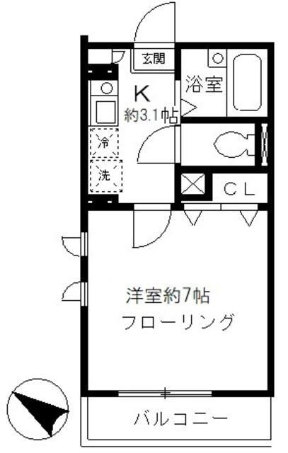 ニューグリーンハウス(1K/2階)の間取り写真