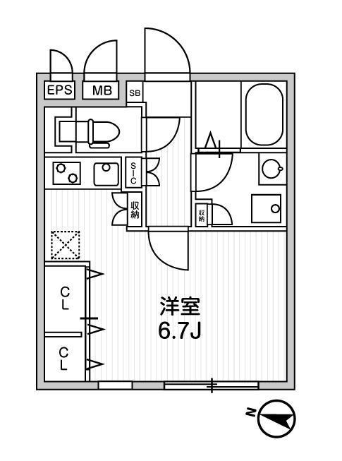 QUADOR中野(ワンルーム/2階)の間取り写真
