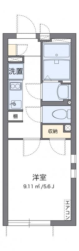 クレイノポラリスⅡ(1K/1階)の間取り写真