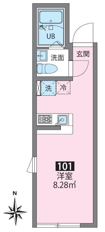 CASADIA赤塚(ワンルーム/1階)の間取り写真
