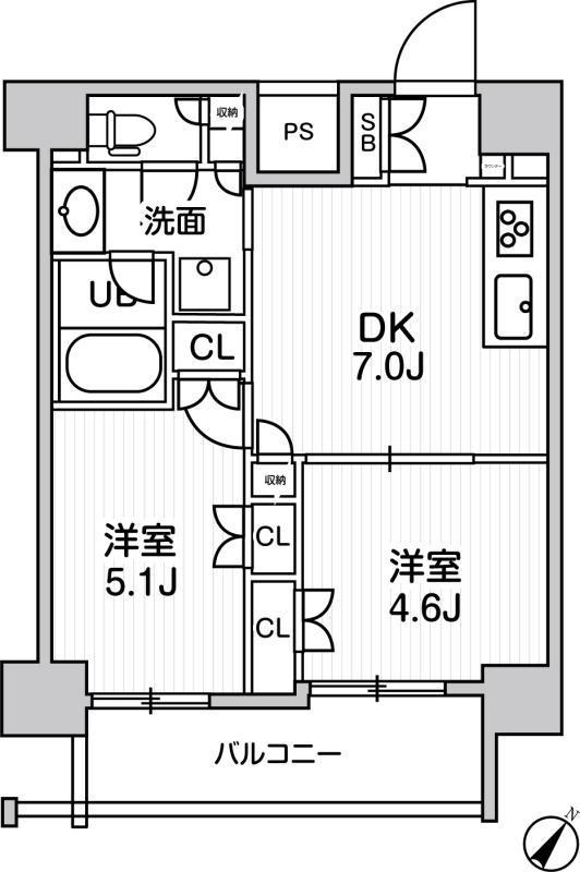 JMFレジデンス北品川(2DK/11階)の間取り写真
