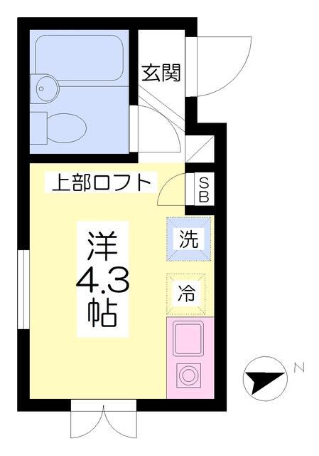 アスパイア上落合C棟(ワンルーム/2階)の間取り写真