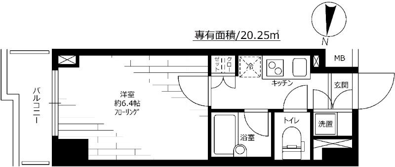 ルーブル中野新橋参番館(1K/5階)の間取り写真