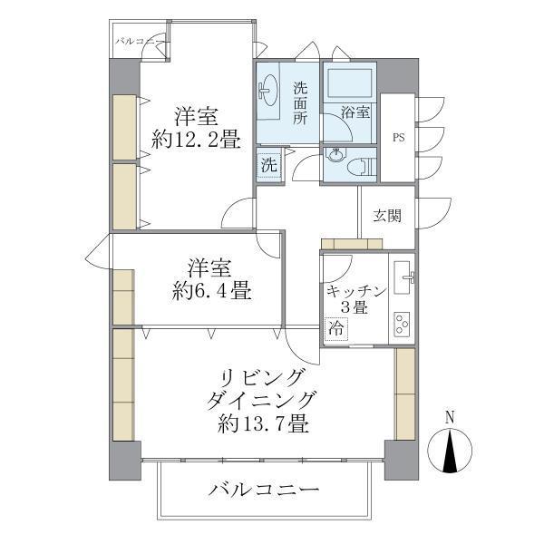 グラン・アクス麹町(2LDK/5階)の間取り写真