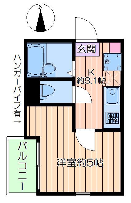 フォレノワール(1K/2階)の間取り写真