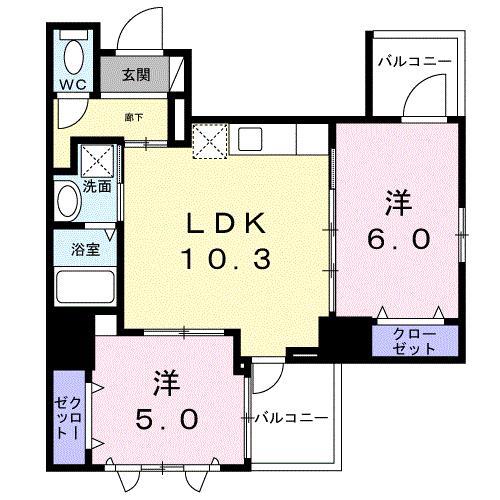 ザ・グラン キース(2LDK/9階)の間取り写真