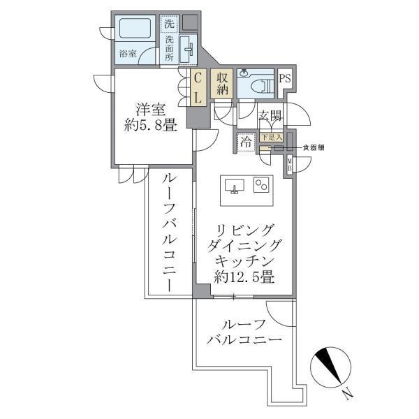 コスモリード恵比寿(1LDK/3階)の間取り写真