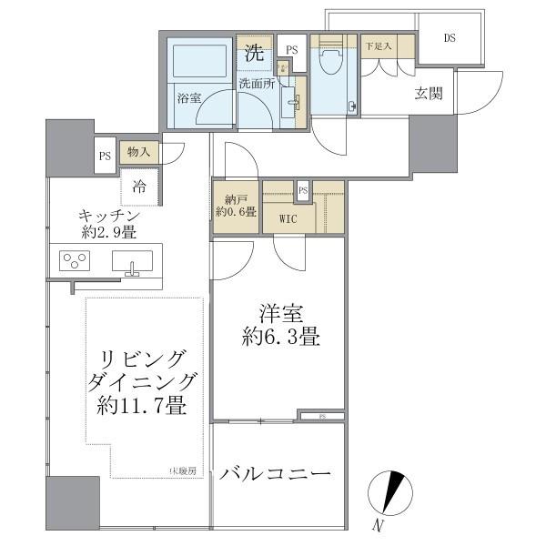 BRILLIA二番町(1LDK/2階)の間取り写真