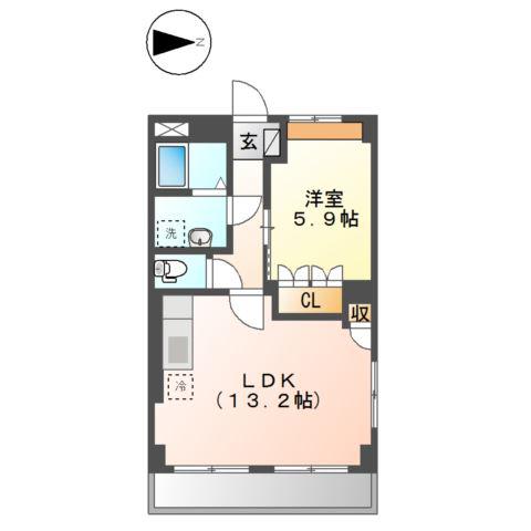マスターピース(1LDK/2階)の間取り写真