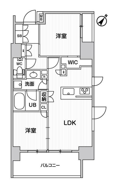 ディームス大井町(2LDK/9階)の間取り写真