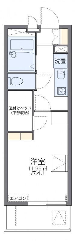 レオパレス21リバーアイランド(1K/1階)の間取り写真