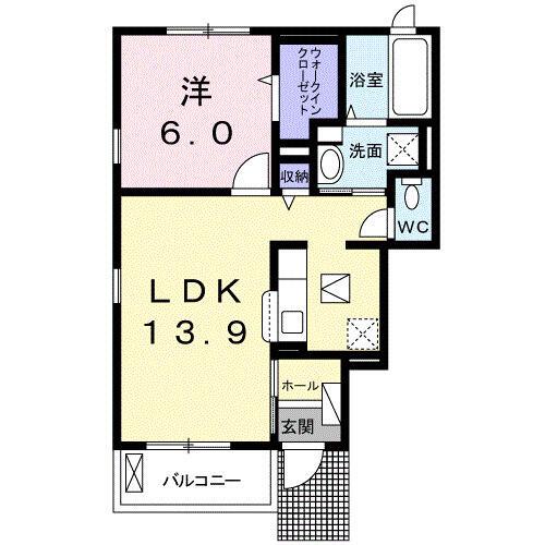 フィオーレ(1LDK/1階)の間取り写真