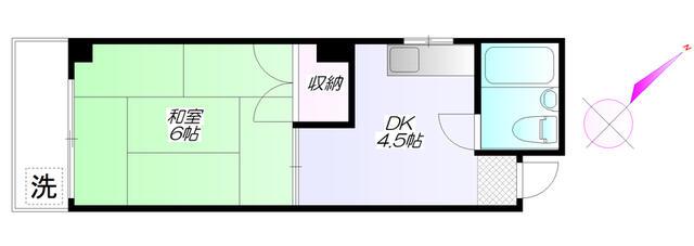 バンビ白山第4ビル(1DK/3階)の間取り写真