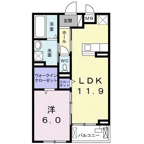エトワール C(1LDK/2階)の間取り写真