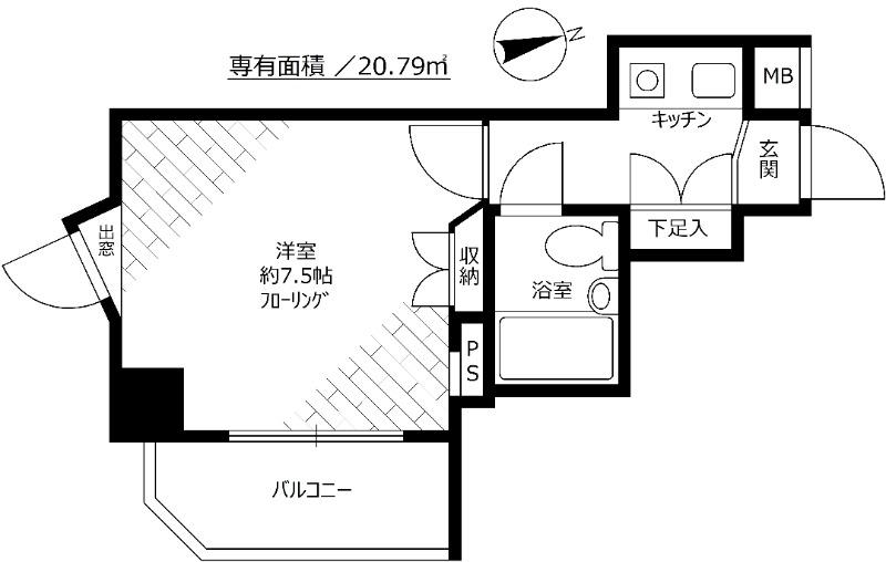 ダイアパレス池尻大橋(1K/6階)の間取り写真