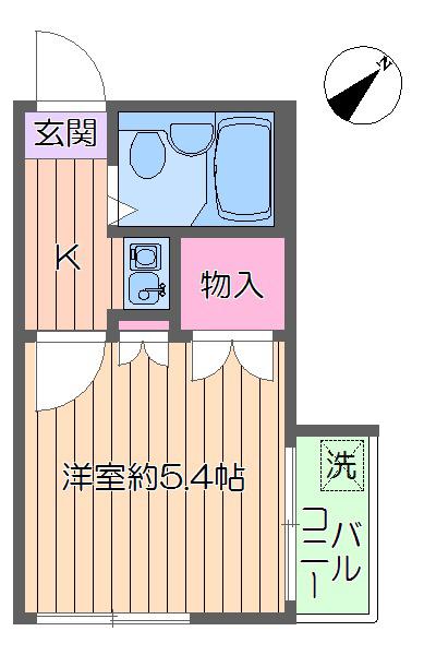 ベルク白山(1K/2階)の間取り写真