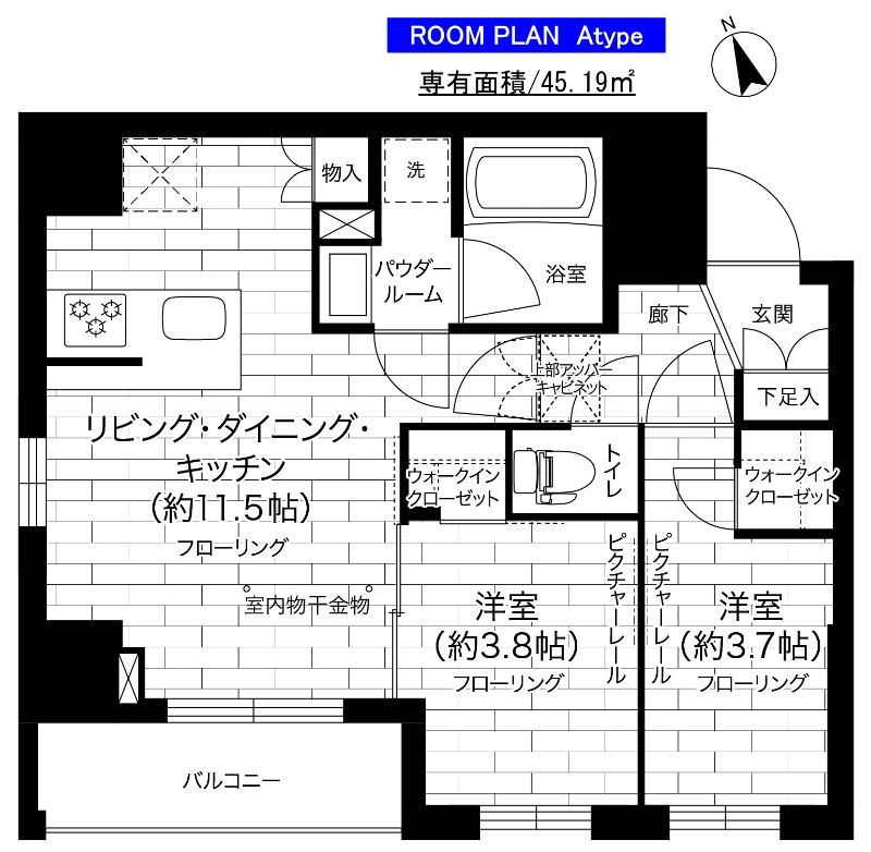 ステージグランデ亀有アジールコート(2LDK/6階)の間取り写真