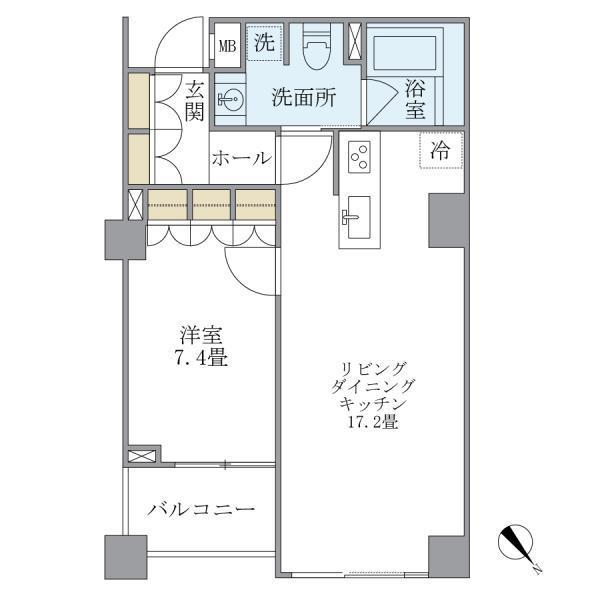 KDXレジデンス西原(1LDK/1階)の間取り写真