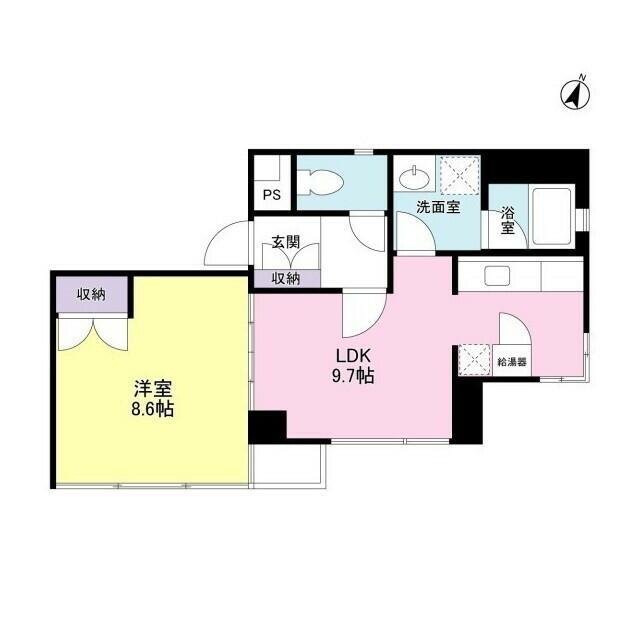 柿の木坂音羽ハイツ(1LDK/4階)の間取り写真