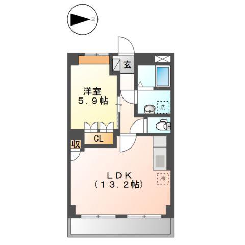 グローリーパレス(1LDK/3階)の間取り写真