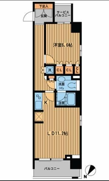 プライムアーバン日本橋横山町(1LDK/4階)の間取り写真
