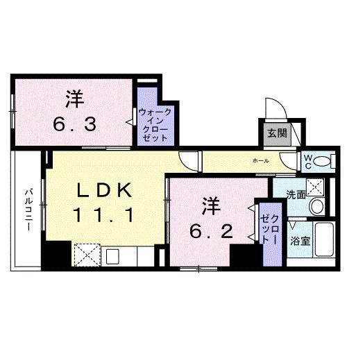 シエスタ キー(2LDK/3階)の間取り写真