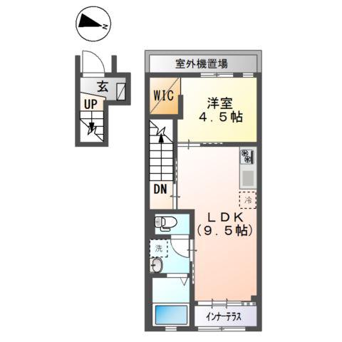 THE BASE 神明(1LDK/2階)の間取り写真