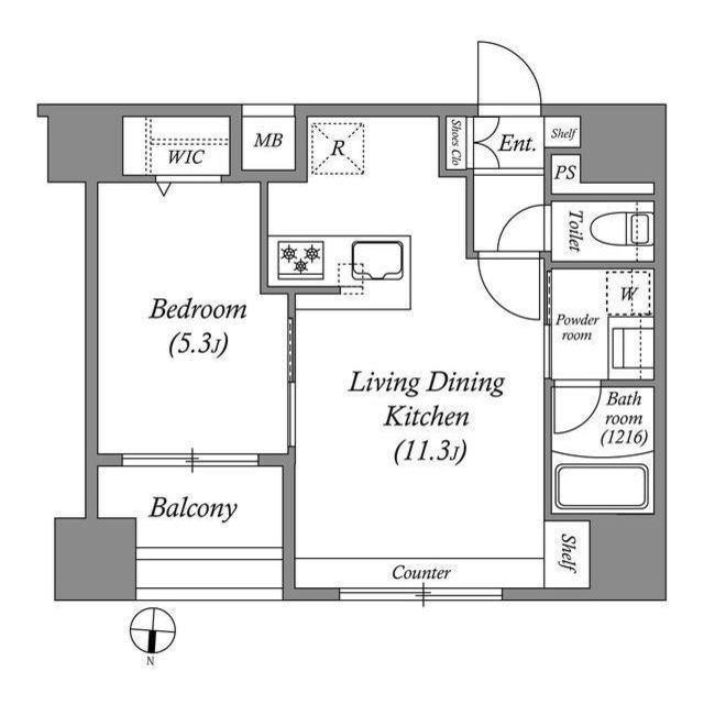 ACP RESIDENCE 中野新橋(1LDK/4階)の間取り写真