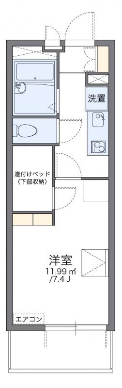レオパレス21リバーアイランド(1K/1階)の間取り写真