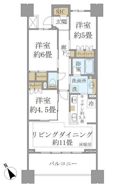 BRILLIAときわ台ソライエレジデンス(3LDK/12階)の間取り写真