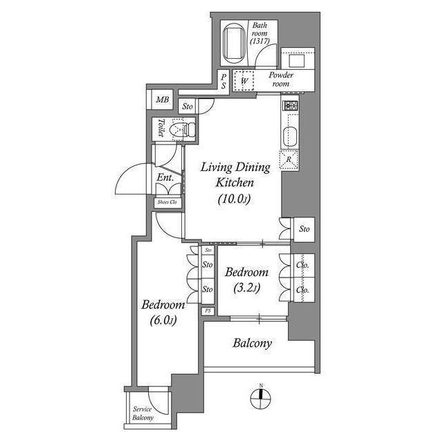 ACP RESIDENCE錦糸町(2LDK/3階)の間取り写真