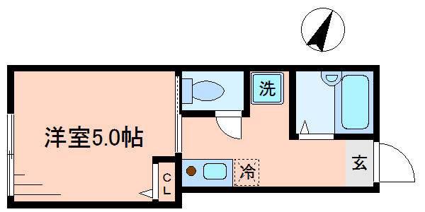 ロイヤルブルーゲート五反野(1K/2階)の間取り写真