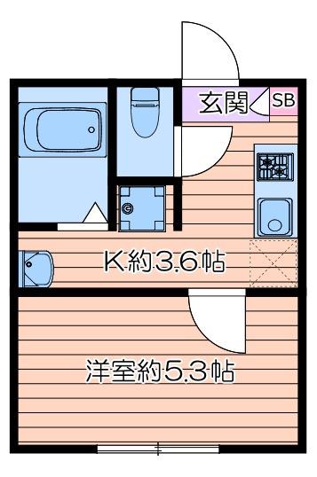 東京都三田線 志村三丁目駅 徒歩7分 3階建 新築(1K/2階)の間取り写真