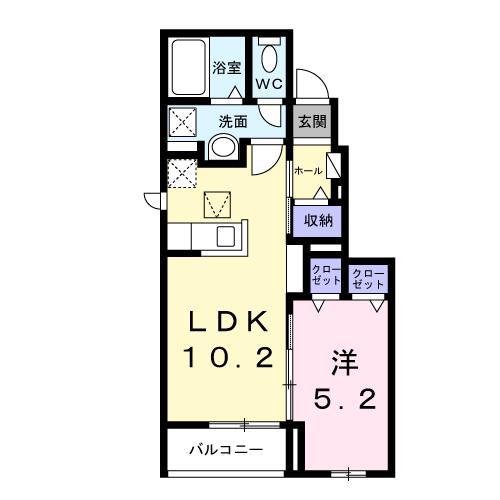 OKUSAWA COURT(1LDK/1階)の間取り写真