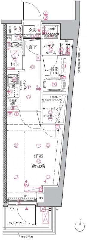 クレイシアIDZ芦花公園(1K/5階)の間取り写真