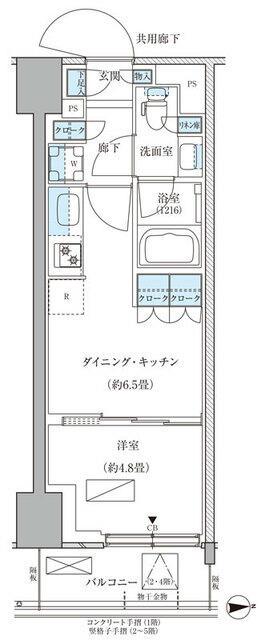 パークアクシス品川天王洲アイル(1DK/1階)の間取り写真