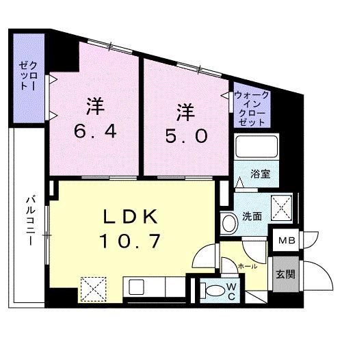 シエスタ キー(2LDK/5階)の間取り写真