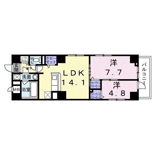 アミュレット本郷(2LDK/8階)の間取り写真