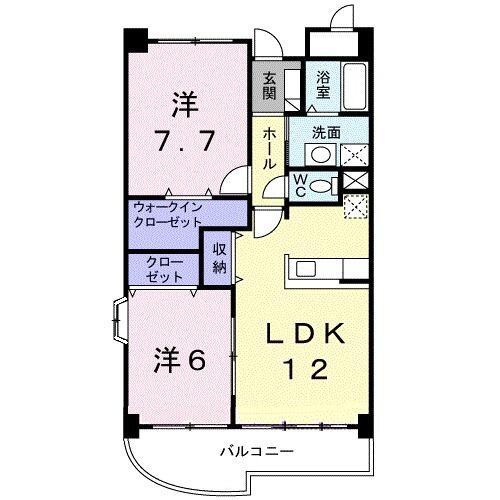ドゥグランデ2(2LDK/1階)の間取り写真