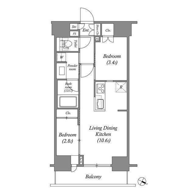 ACP RESIDENCE 浅草(2LDK/8階)の間取り写真