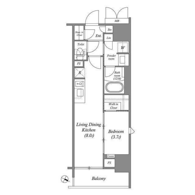 ACP RESIDENCE 浅草(1LDK/6階)の間取り写真