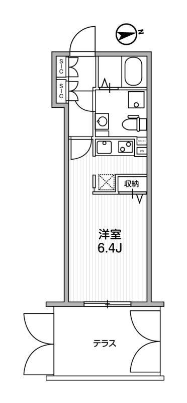 BRANCHE鷺ノ宮(1K/1階)の間取り写真