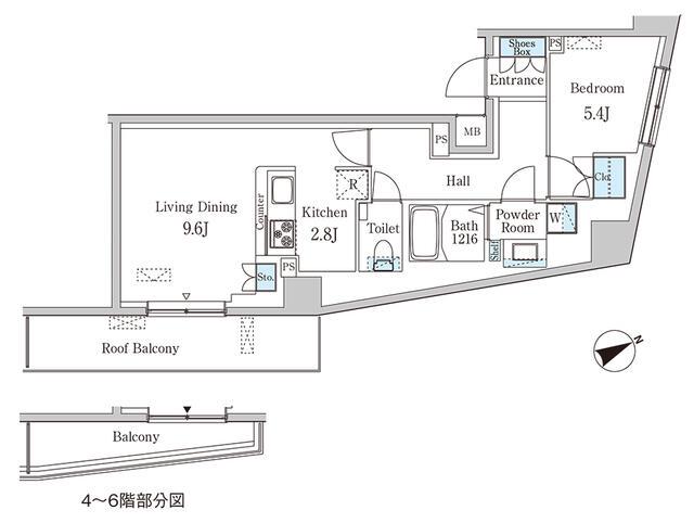 プリマリード南青山(1LDK/5階)の間取り写真