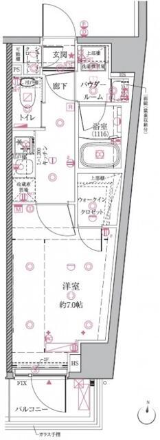 クレイシアIDZ芦花公園(1K/4階)の間取り写真