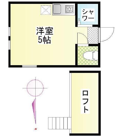 ローズハウス(ワンルーム/2階)の間取り写真
