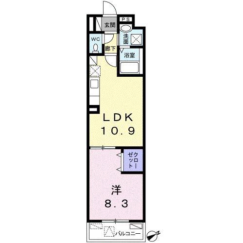グランシャルマン(1LDK/1階)の間取り写真