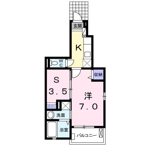 グランディール 南長崎(1SK/1階)の間取り写真