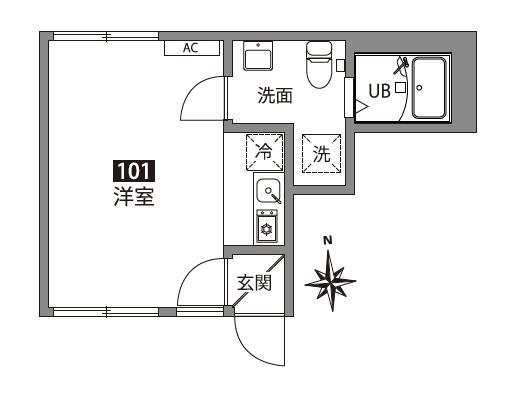 お花茶屋1丁目(ワンルーム/1階)の間取り写真